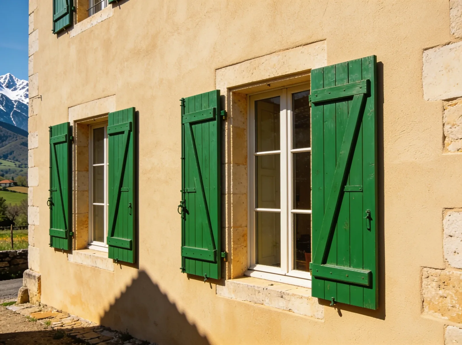 Façade béarnaise rénovée après ravalement